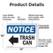 Signmission Trash Can (Left Arrow), 14 in W x Rectangle, Plastic OS-2PACK-NS-P-1014-L-18723 - alternate 7
